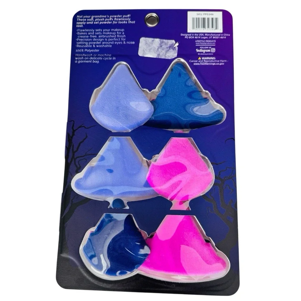 Witchy Powder Puffs 6 Piece Soft Plush Puffs To‎ Apply &  Set Powder New